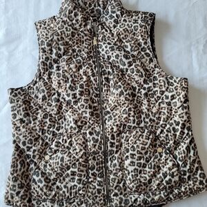 Charter Club Womens Leopard Print Quilted Vest Size XL